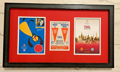 Manchester Utd - Official European Cup / Champions League Final Programs Framed