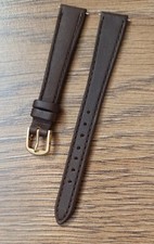 14mm VINTAGE APOLLO GENUINE CALF LEATHER BROWN WATCH STRAP, GOLD BUCKLE, NOS..