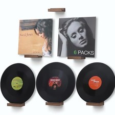 Wood Vinyl Record Shelf Wall Mount, Small Wall Record Holder 6 Light Walnut