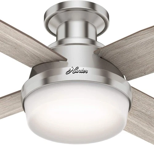 Hunter Fan 44 inch Low Profile Brushed Nickel Ceiling Fan with Light and Remote - Picture 2 of 12