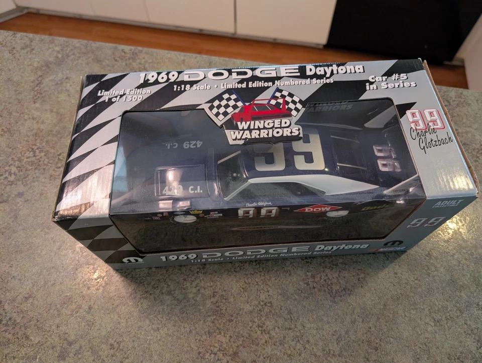 Winged Warriors 1969 Dodge Daytona 1:18 Ltd Ed Charlie Glotzbach #99 NASCAR Mint - Image 2 of 4