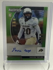 2020 Pan Prizm Draft Neon Green #156 DAVION TAYLOR RC Auto /125 Colorado, Eagles