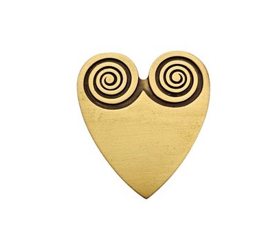 Old Salem Museum Replica Gold Tone Heart Brooch Scroll Pin Signed, C808