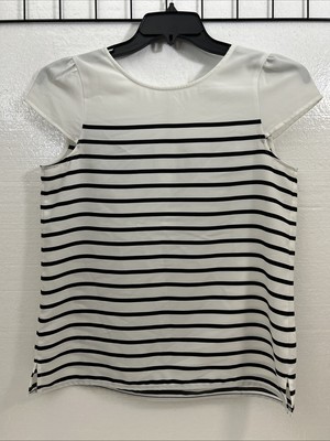 Ann Taylor Loft Women s S Navy Blue Striped Blouse Top SKU B764