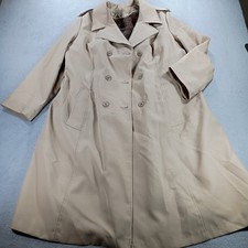 All Weather Coat Womens Trench Beige 16.5 Zip Out Faux Fur Lining Made in USA