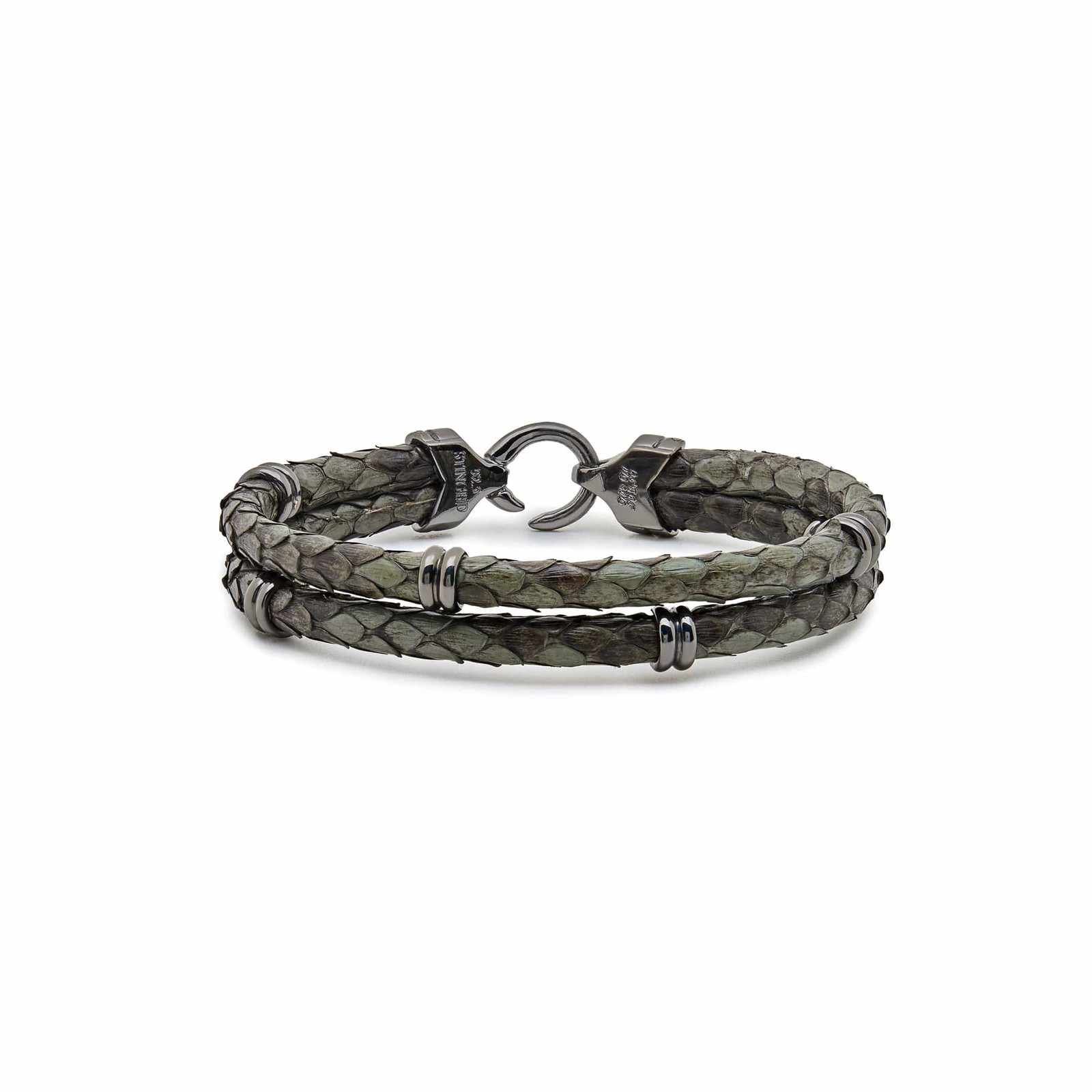 Silver Python With Black Plated Pendants Bracelet - image 1