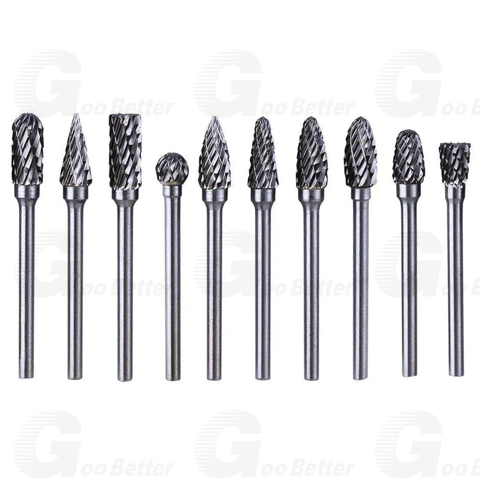 10PC Double Cut Carbide Rotary Burr Set Tungsten Burrs Drill Hog for Dremel Tool