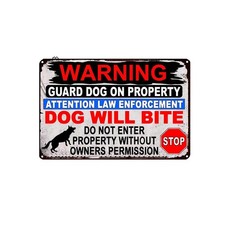 Beware of Dog Sign No Trespassing Guard Dog on Duty Sign Dogs Will Bite Attac...
