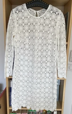 Robe dentelle Boden blanche manches longues neuve sans étiquette taille 40 - Photo 1/4