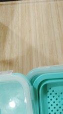 Turquoise Plastic Rectangle Storage Container Set with Snap Lid and Insert