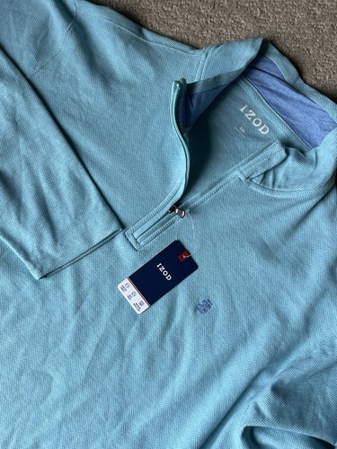 NWT IZOD Saltwater 1/4 Zip Long Sleeve Pullover Men's XXL Green Blue TEAL 2XL - 第 1/11 張圖片