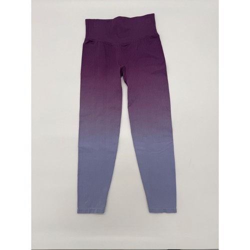 PINK Active Seamless Ribbed Ombre Leggings Purple Blue High Waist Small - Picture 1 of 4