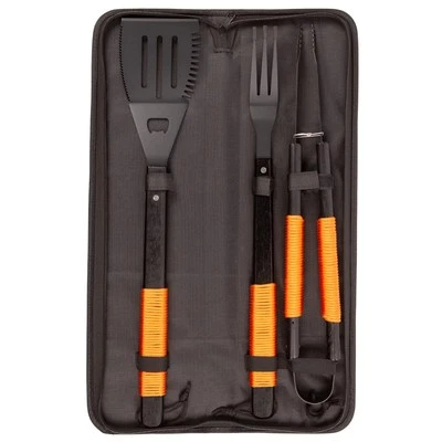 BOBBYQ 3-teiliges orangefarbenes Seil BBQ Grill Werkzeug Set Grill Kochen Grill Utensil Kit & Etui
