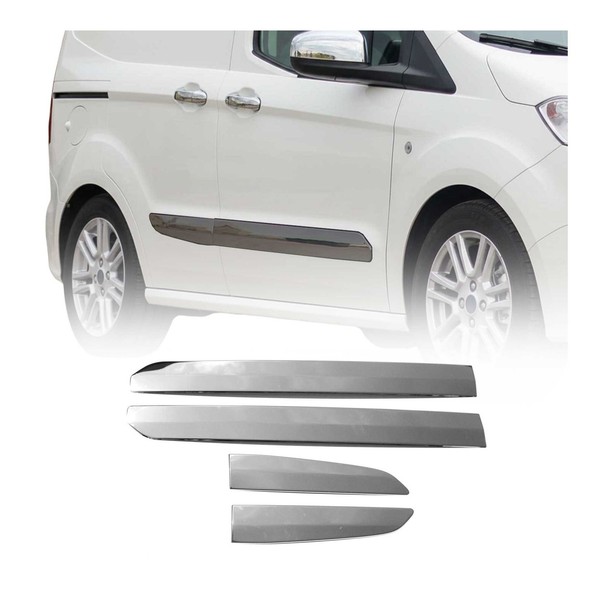 SeitentüRleiste TüRschutz FüR Ford Tourneo Courier 2014-2024 Chrom Dunkel 4X-image