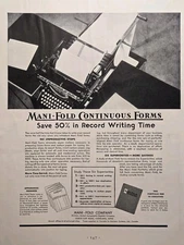 Mani-Fold Co Cleveland OH Continuous Paper Business Forms Print Ad 1930