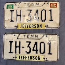 Tennessee 1966 Stamped License Plate Set Of 2, IH-3401