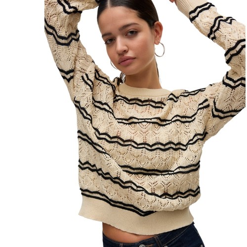 Vero Moda pullover beige nero maglioncino art. Bella 10321528 - Imagen 2 de 6