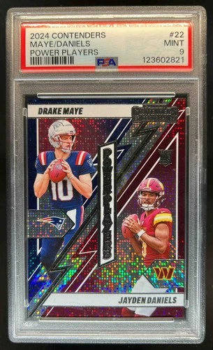 2024 Contenders Drake Maye Jayden Daniels Power Players RC #22 PSA 9