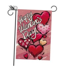 Welcome Valentine's Day Garden Flag Love Heart Balloons Vertical Double Sided
