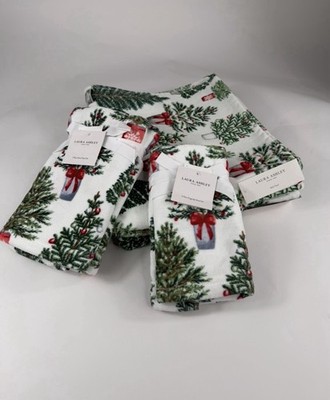 5 PC Laura Ashley Christmas Tree Towel Set ~ Holiday