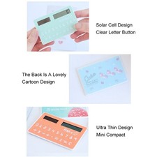 Mini Card Size Calculator Ultra-thin Cute Cartoon Solar Powered Calculator 8