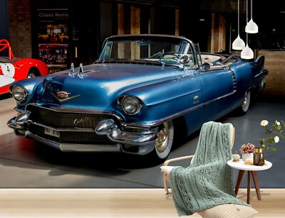 3D Auto Blue Car S0006 Transport Wallpaper Mural Self-adhesive Removable Sunday