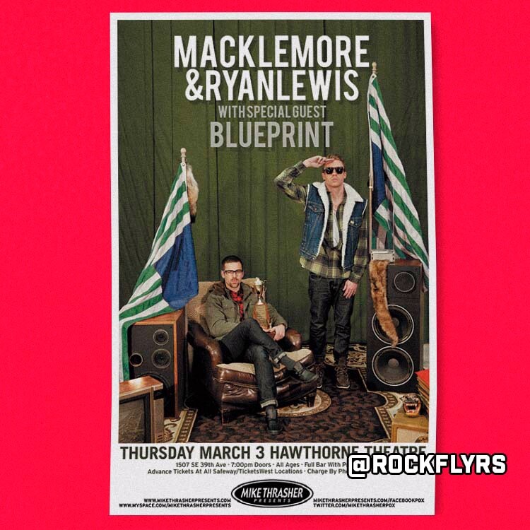 MACKLEMORE & RYAN LEWIS 2011 Concert Promo 11x17 Street Promo Poster.