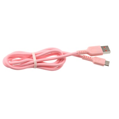 Pink 3ft USB-C Cable Charger Cord Power Wire Type-C Fast Charge for Cell Phones