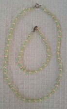 Parure collana girocollo bracciale perline verde perle bigiotteria donna ragazza