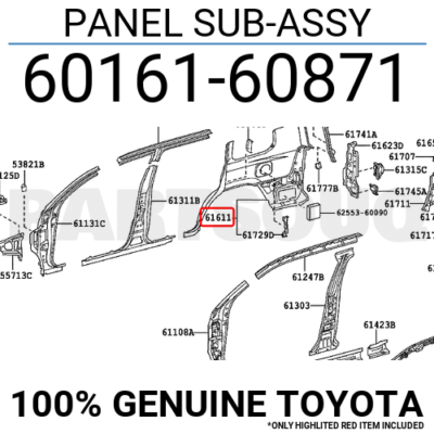 6016160871 Genuine Toyota PANEL SUB-ASSY 60161-60871 | eBay