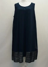 SL Fashions Womens Dress Sleeveless Split Front Overlay Sheath Dress Teal 18