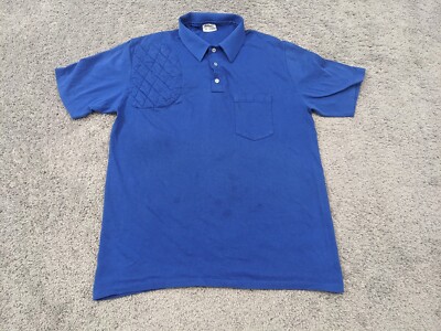 Vintage Stedman Polo Shirt Men's XL Hunting Shooting Quilted Shoulder Pads Blue