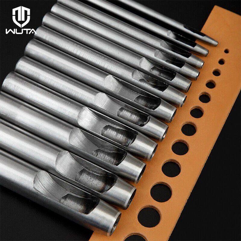 WUTA 5-15X Hollow Punch Set Round Hole Punch Tools Steel Leather