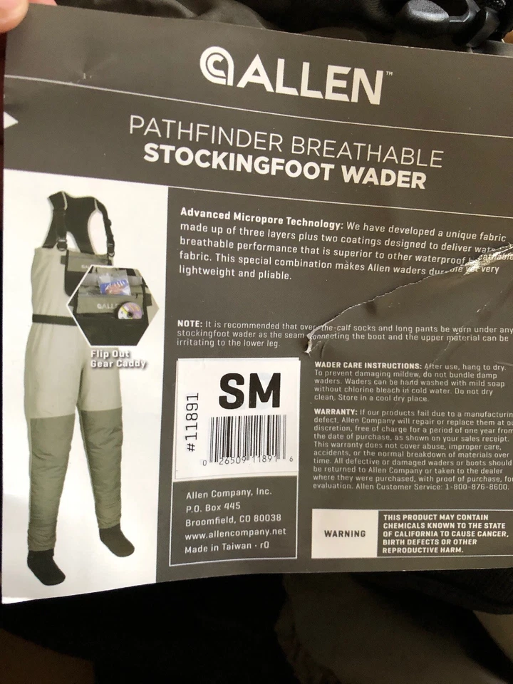 Allen Cases Wader Pathfinder Breathable SizeS SMALL Taupe/Tan 11891 - Image 3 of 4