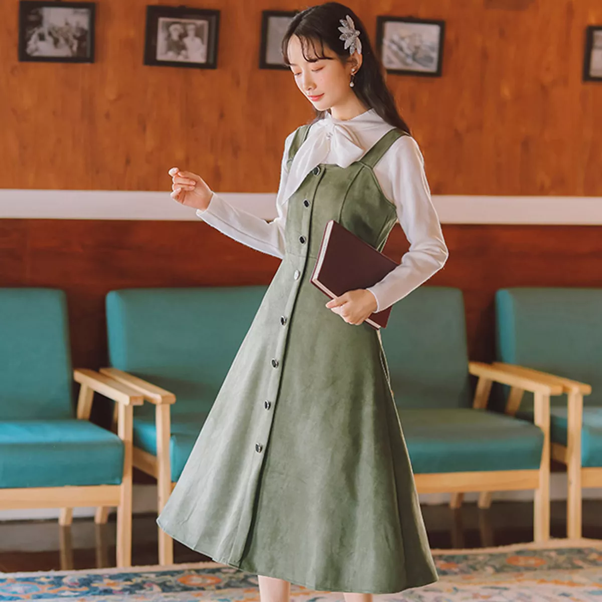 Ladies midi 2025 pinafore dress