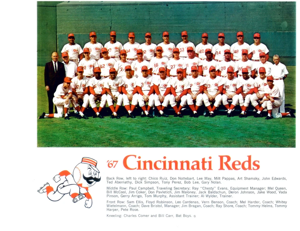 1967 CINCINNATI REDS 8X10 TEAM PHOTO ROSE HARPER MAY OHIO BASEBALL MLB