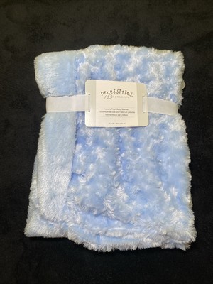 Necessities Tender Tyme Baby Blanket Blue Minky Swirls Rosette Reversible Lovey