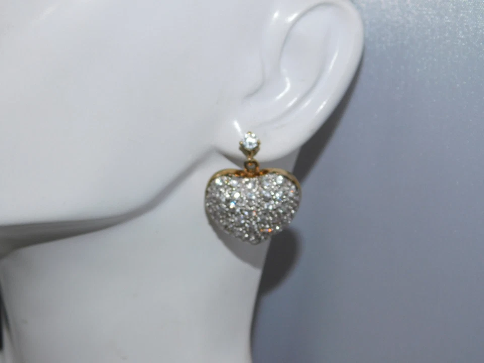 Giallo Gp Argento Sterling Zirconia Cubica Strass Cuore Costume Orecchini 7j109 - Immagine 3 di 4