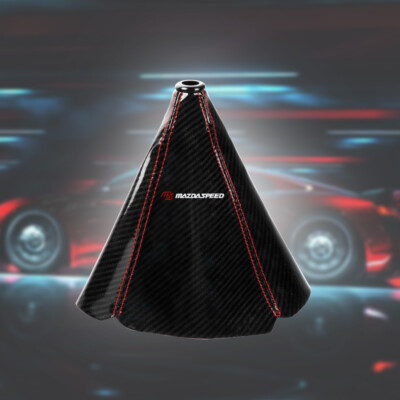 MAZDASPEED Black Carbon Fiber Shift Boot Stitch 4 Gear Cover Shifter Shift Knob