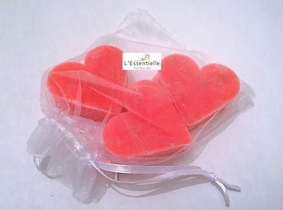 L’ESSENTIELLE 3 Heart Shaped Hand Guest Mini Soaps SLS PARABEN FREE WILD ROSE All Natural Gift