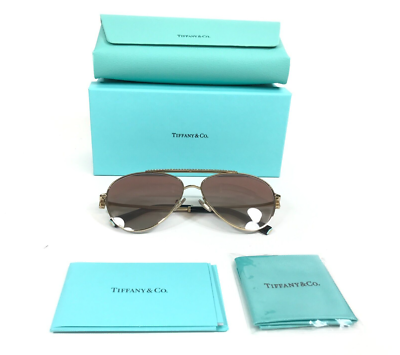 Tiffany & Co. Unisex Sunglasses Gold Frame Brown Gradient Lens UV400 Lightweight TF3114 Tiffany Sunglasses 602111 Pale Gold - eye-oo.com main image 4