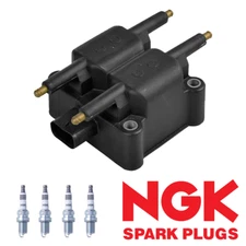 Ignition Coil & 4 NGK Iridium Spark Plugs for 1995-1996 Dodge Avenger 2.0L I4