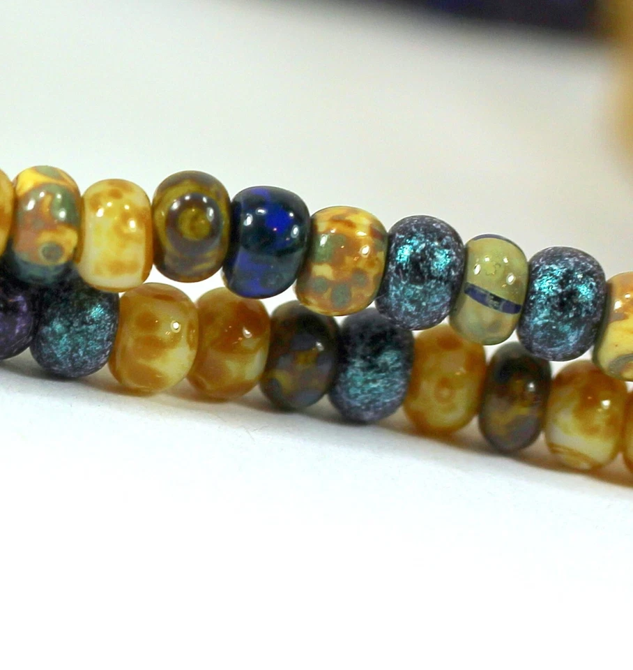 6/0 семена бисер, фарфора в полоску с глянцевой отделкой Пикассо, 10» прядь, 278 - Изображение 3 из 4