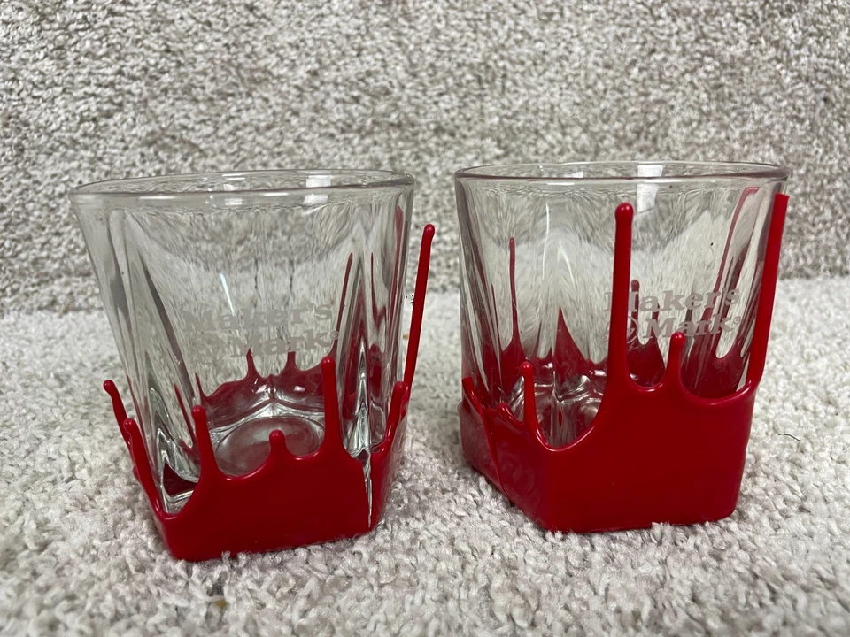Lot of 4 Makers Mark Bourbon Red Wax Dipped Snifter On The Rock Clear Glass - Image 2 of 4