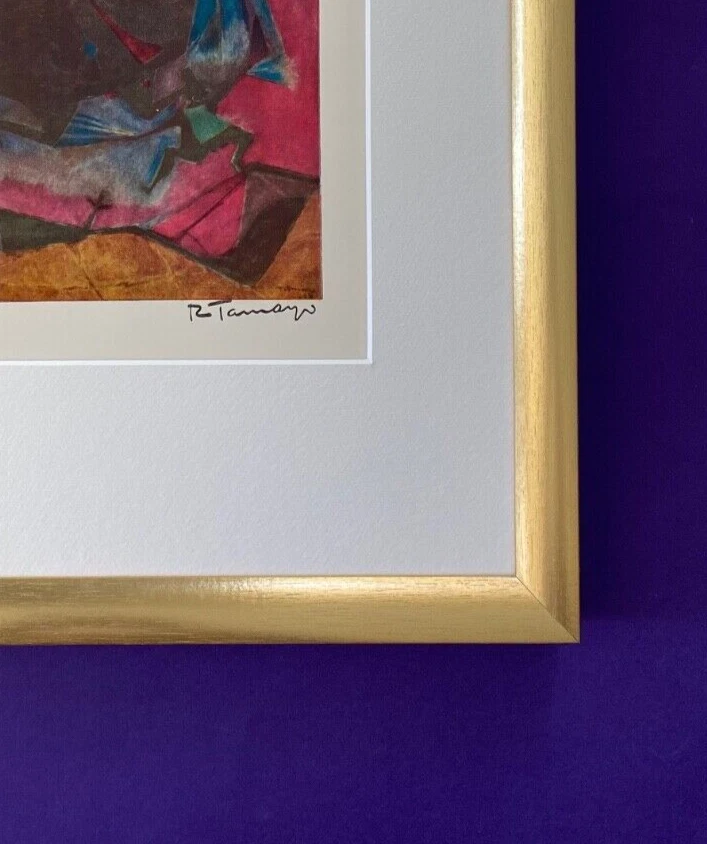 RUFINO TAMAYO + 1952 Impresionante impresión firmada Ltd. Edición Nuevo Oro 16x12 pulgadas Enmarcado $ Foto 3 de 4
