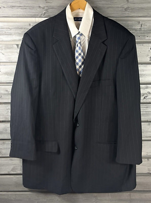 Joseph & Feiss Gold Super 120s Navy Blue Stripe 100% Wool Blazer Jacket Mens 50L