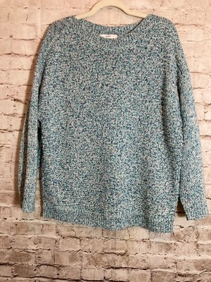Bonita Germany Sweater Womens XL Turquoise Blue Speckled Beachy Pullover Boxy