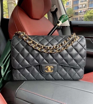 Sac Chanel Classique Timeless Noir Cuir Matelassé Double Rabat Chaîne Dorée - Photo 1/4