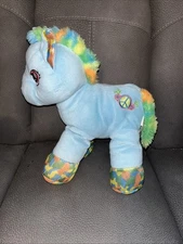 Hug Fun HUGFUN Peace Hippie Rainbow Blue Pony Horse Plush Stuffed Toy Animal