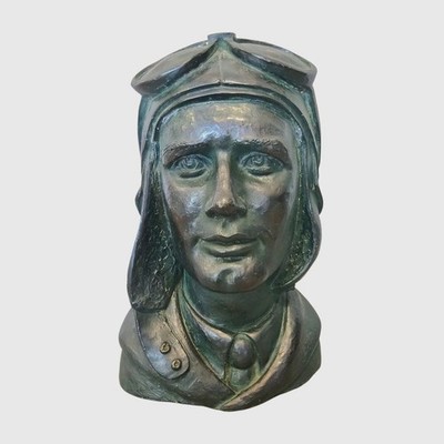 Vintage Charles Lindbergh Aviator Bust Signed Kroll 1976 -Chalkware/Plaster 12''